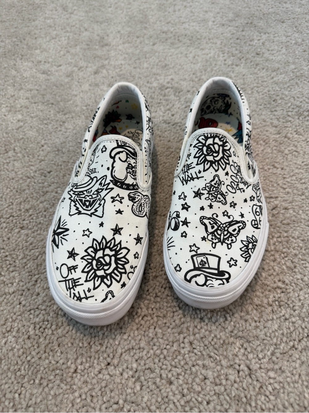 Vans White Slip-On U-Color Tattoo